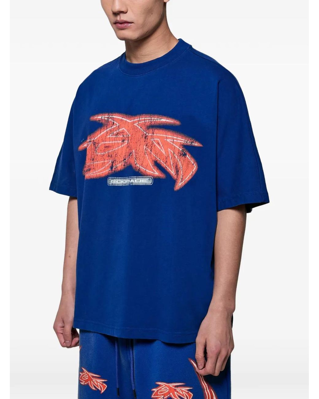GODMADE Blue Gm Vivid Graphic-Print T-Shirt for men