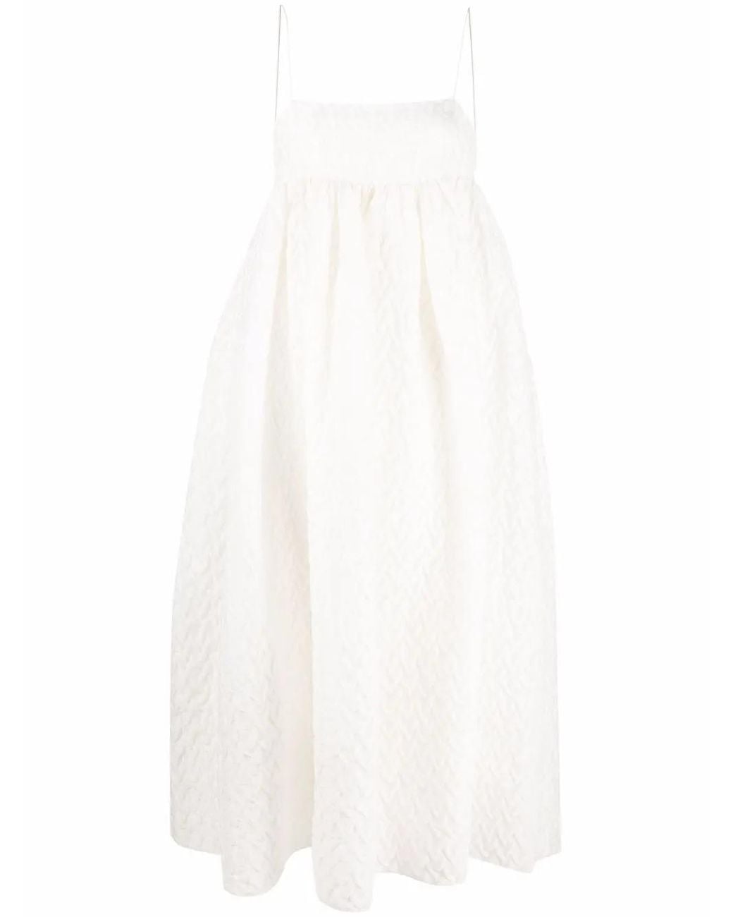 CECILIE BAHNSEN White Beth Plissé Empire-Line Dress