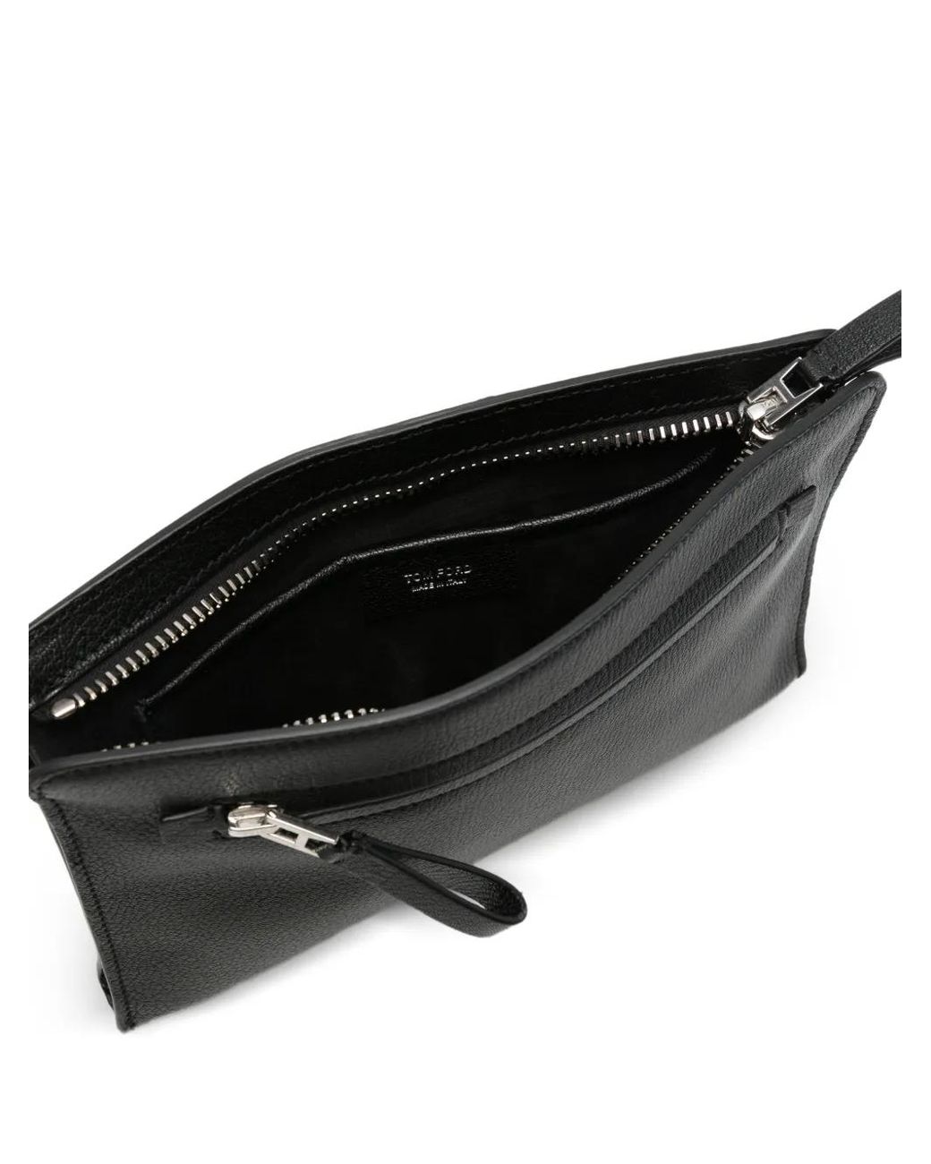 Tom Ford Black Grained Leather Clutch Bag for men
