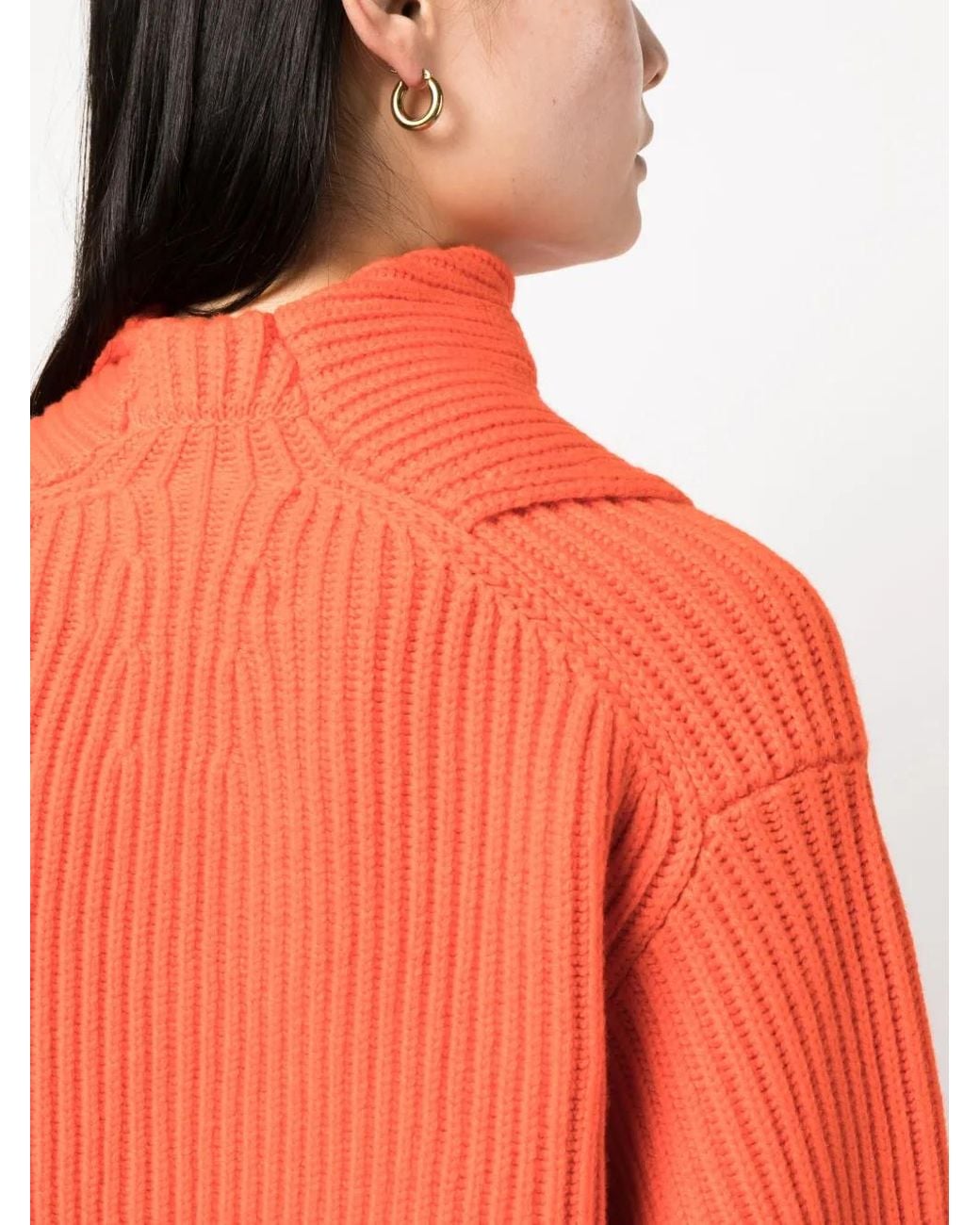 Jil Sander Orange Long Sleeves Foulard Neck Cardigan