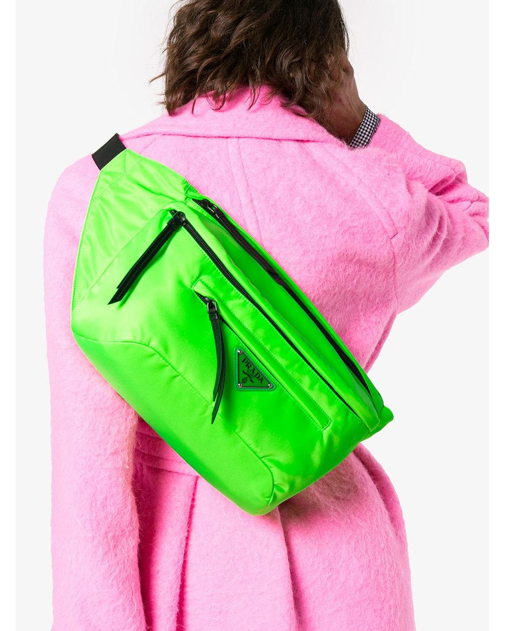 PRADA Puffer Nylon Tote Bag Neon Green 526663
