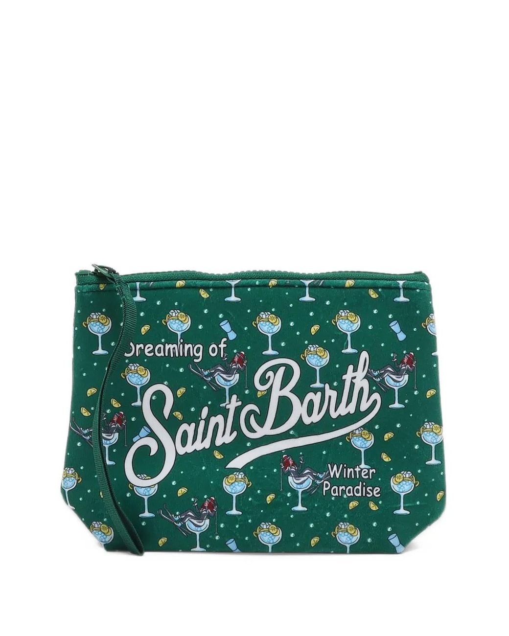 Mc2 Saint Barth Green Aline Logo-Print Clutch Bag