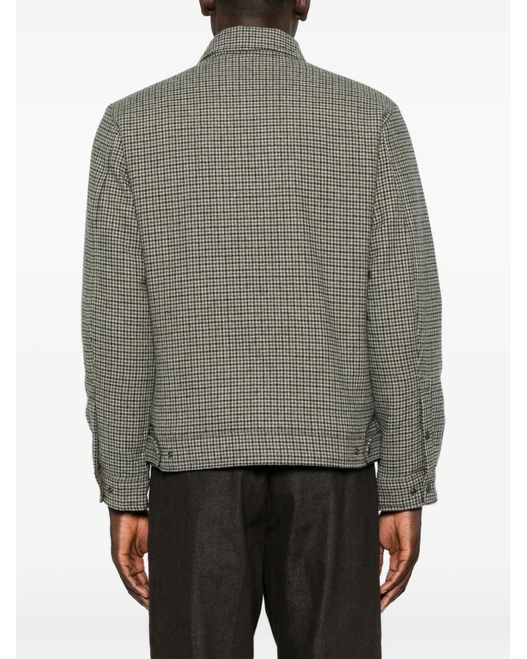 Woolrich Gray Houndstooth Wool Jacket for men