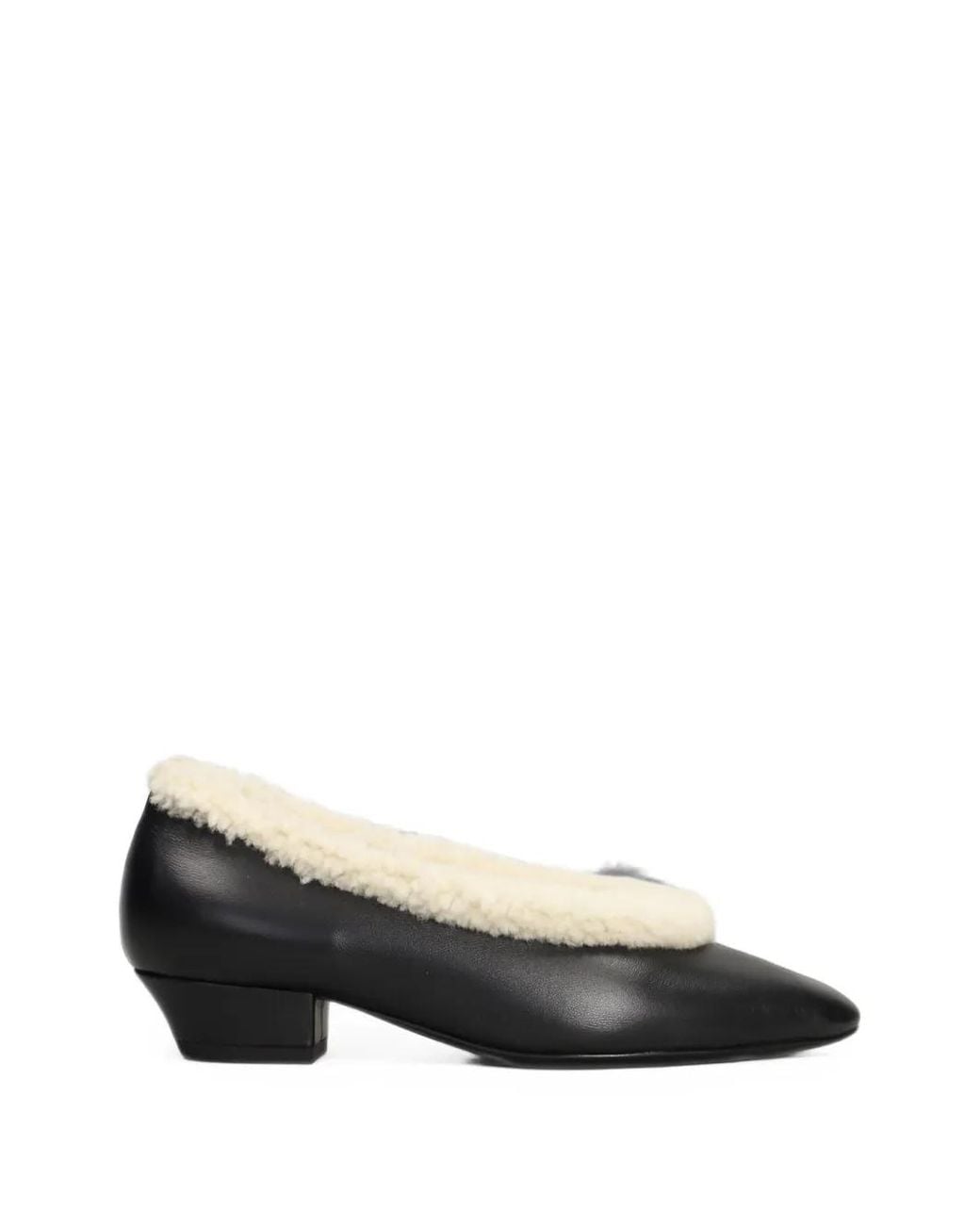 Magda Butrym Black Shearling-Trim Pumps