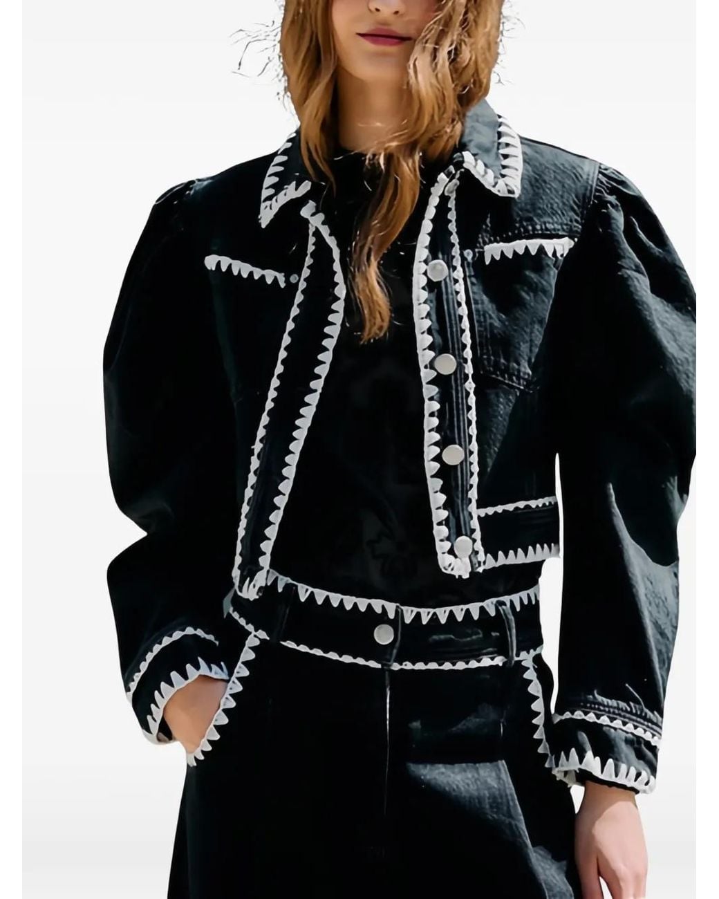 Farm Rio Black Puff-Sleeve Jacket