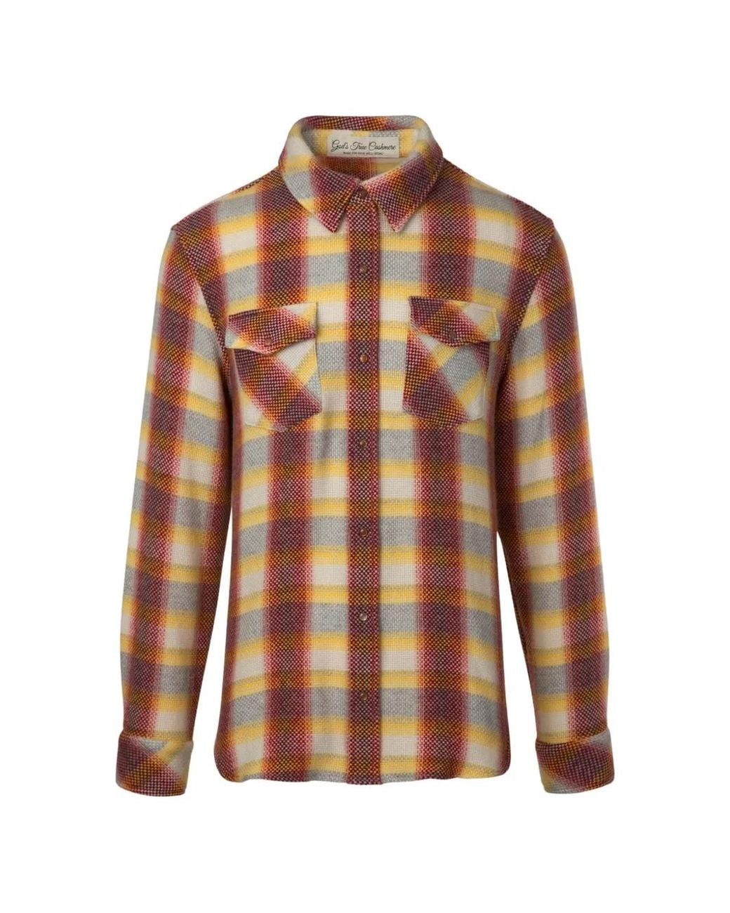 God's True Cashmere Brown Cashmere Plaid Shirt