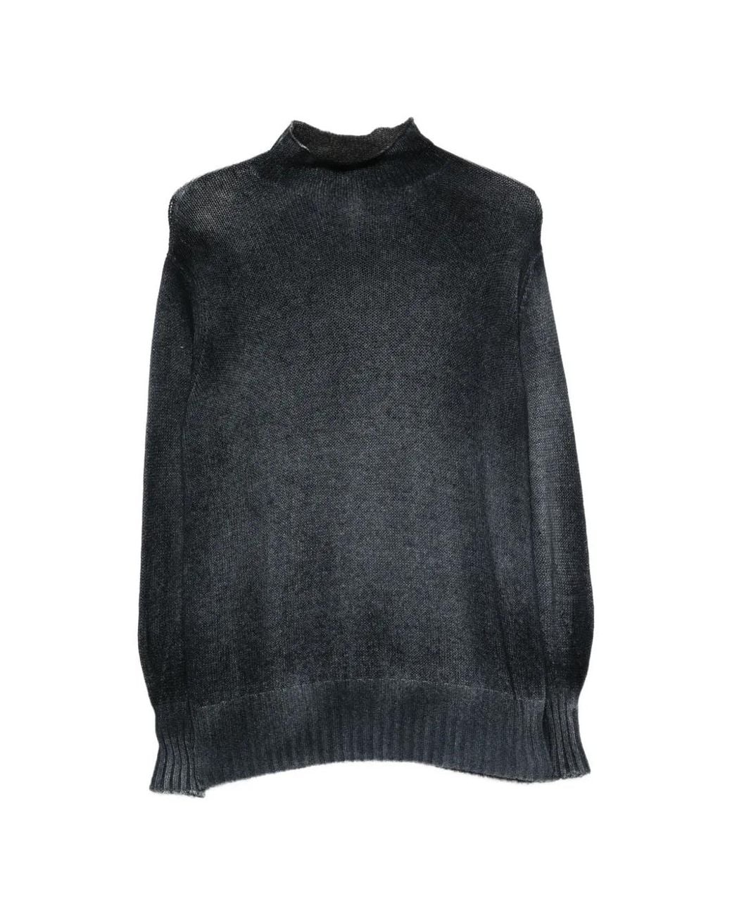 Avant Toi Black Faded-Effect Mock-Neck Sweater