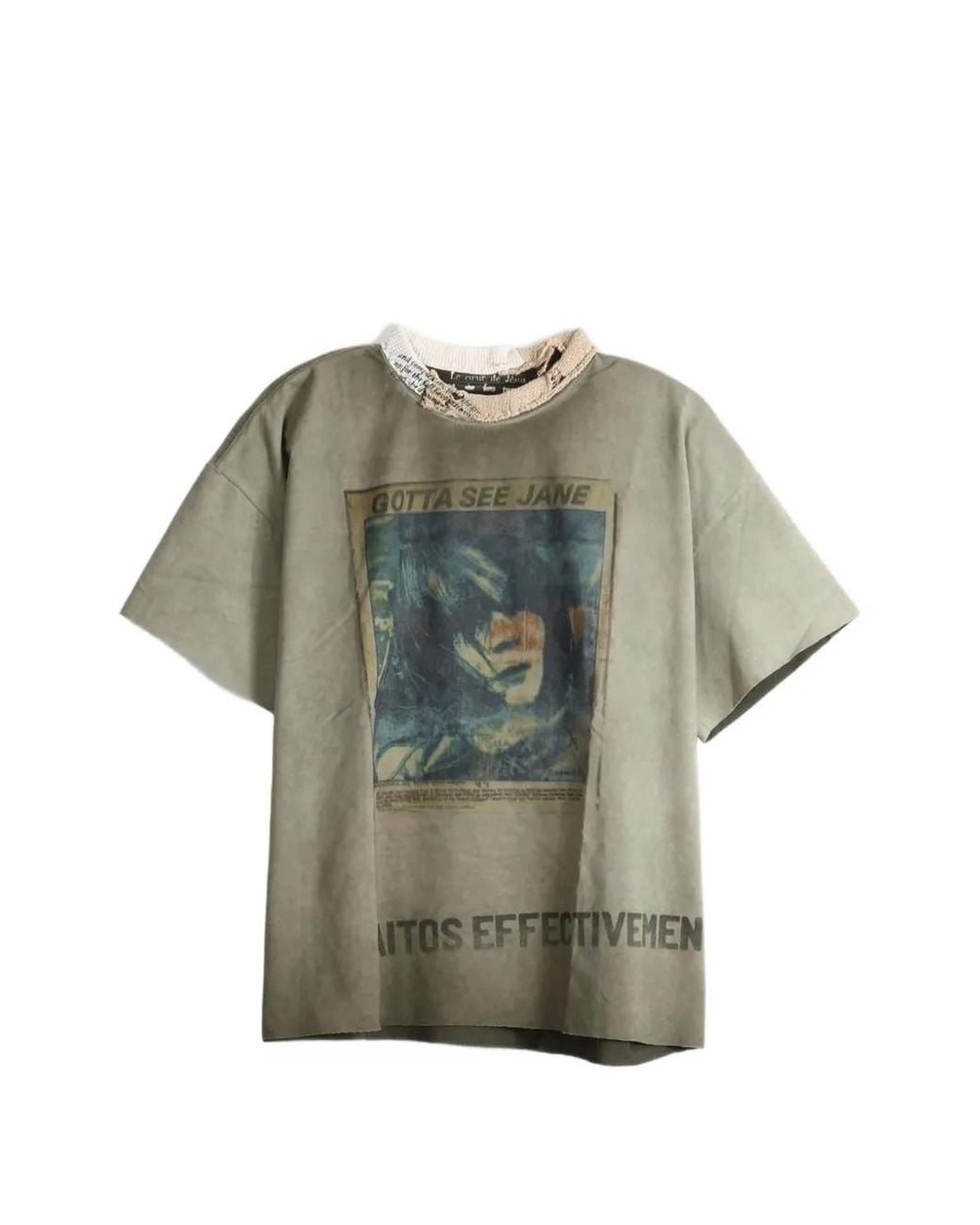 SAITOS Gray See Jane Distressed T-Shirt