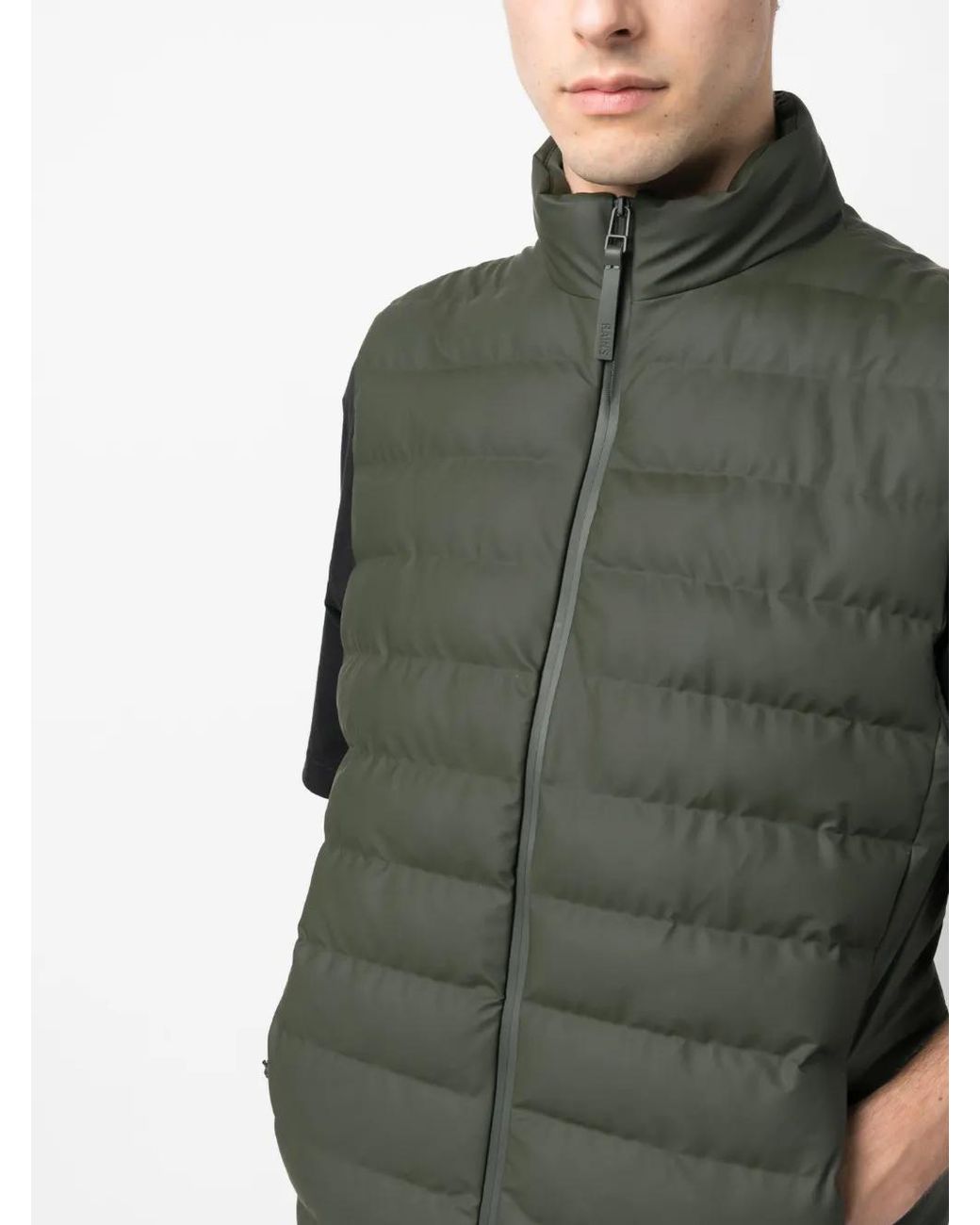 Rains Green Padded Sleeveless Puffer Gilet