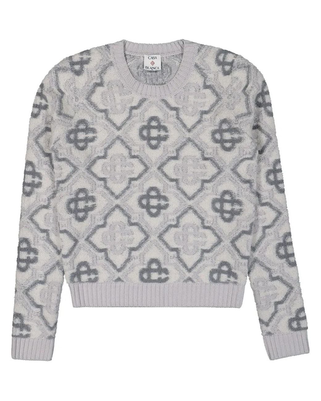 Casablanca Gray Monogram-Pattern Jumper