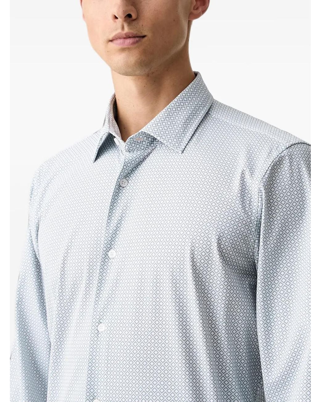 Joop! Blue Geometric-Print Long-Sleeve Shirt for men