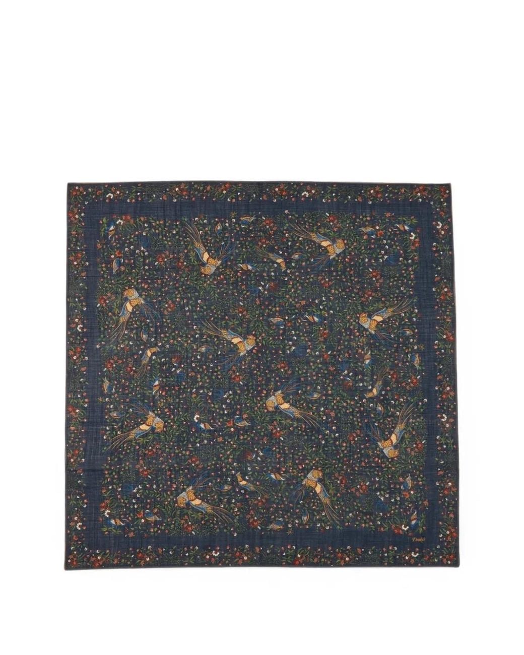 Drake's Gray Birds Of Paradise-Print Square Scarf for men