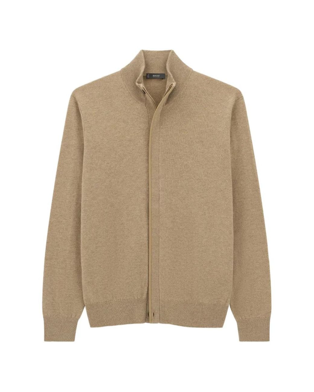 Boggi Natural Roll-Neck Jumper Full-Zip Wool Cashmere Mélange for men