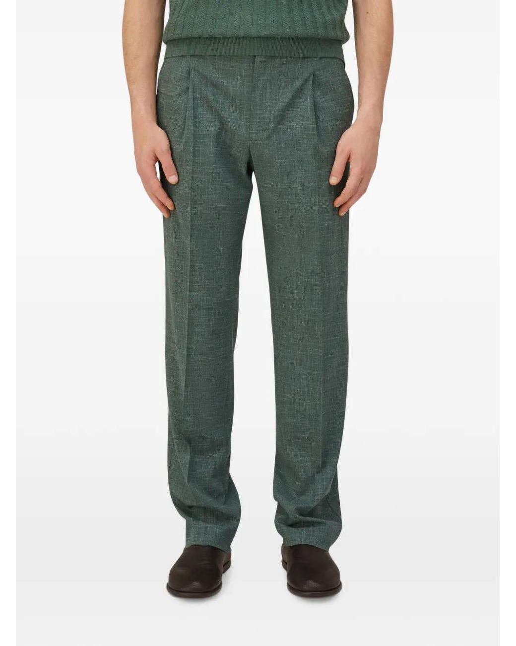 RETORI Green Drawstring Pleated Trousers for men