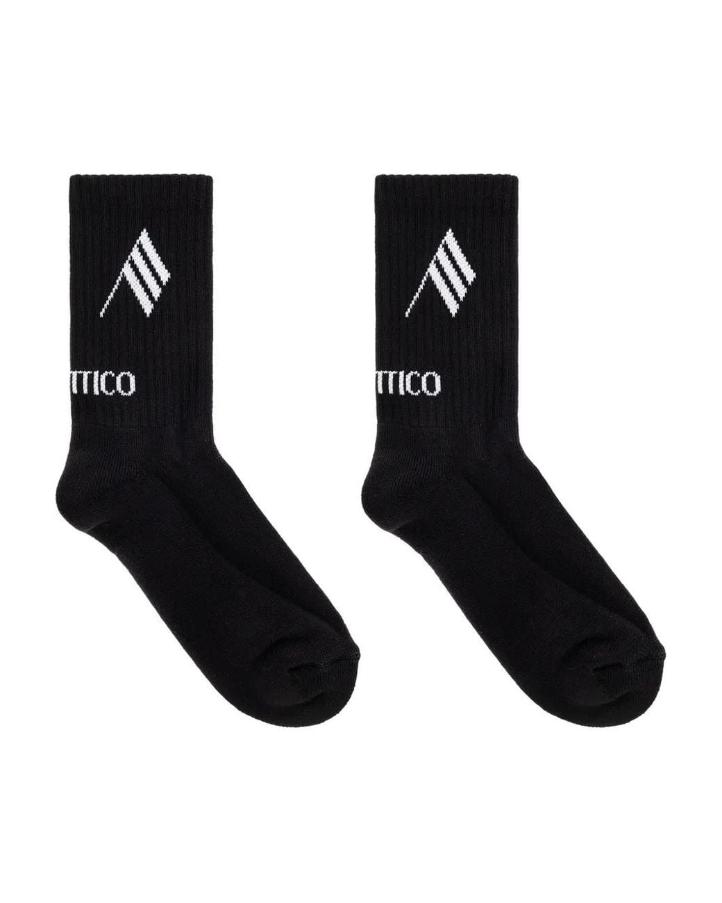 The Attico Black Ribbed Socks With Logo
