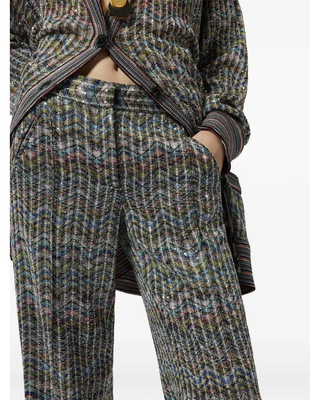 Missoni Gray Tailored Viscose Lamé Trousers With Sequins