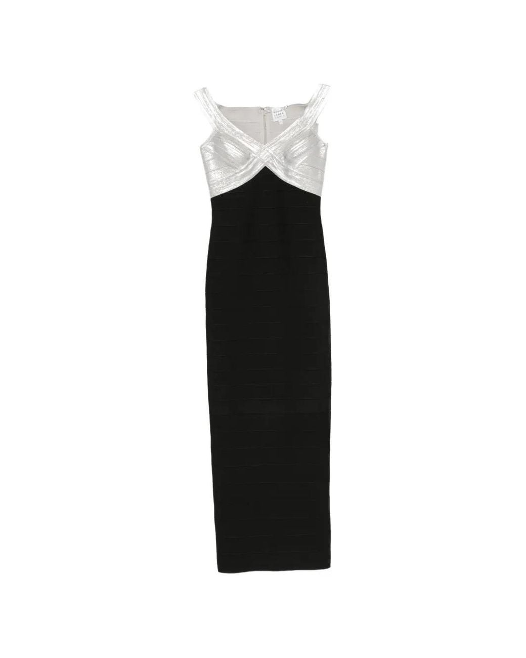 Hervé Léger Black Bonnie Metallic-Panel Midi Dress