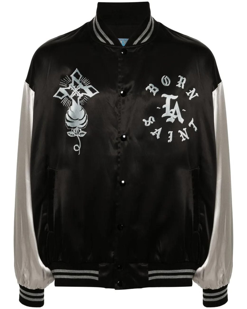 SAINT Mxxxxxx Black Satin Bomber Jacket for men