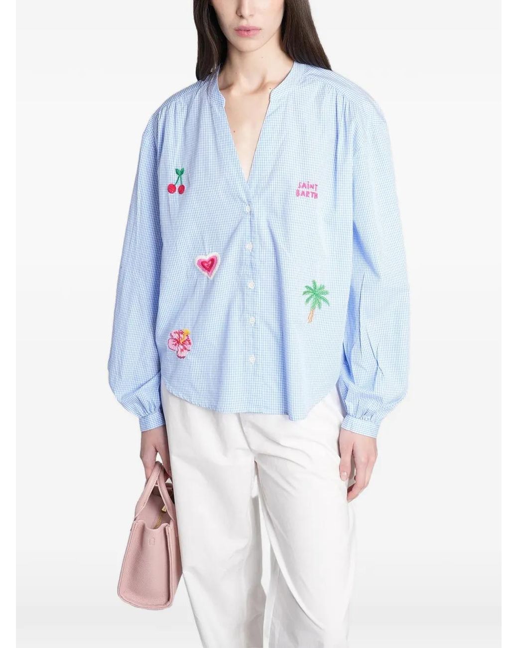 Mc2 Saint Barth Blue Blouse À Carreaux Vichy