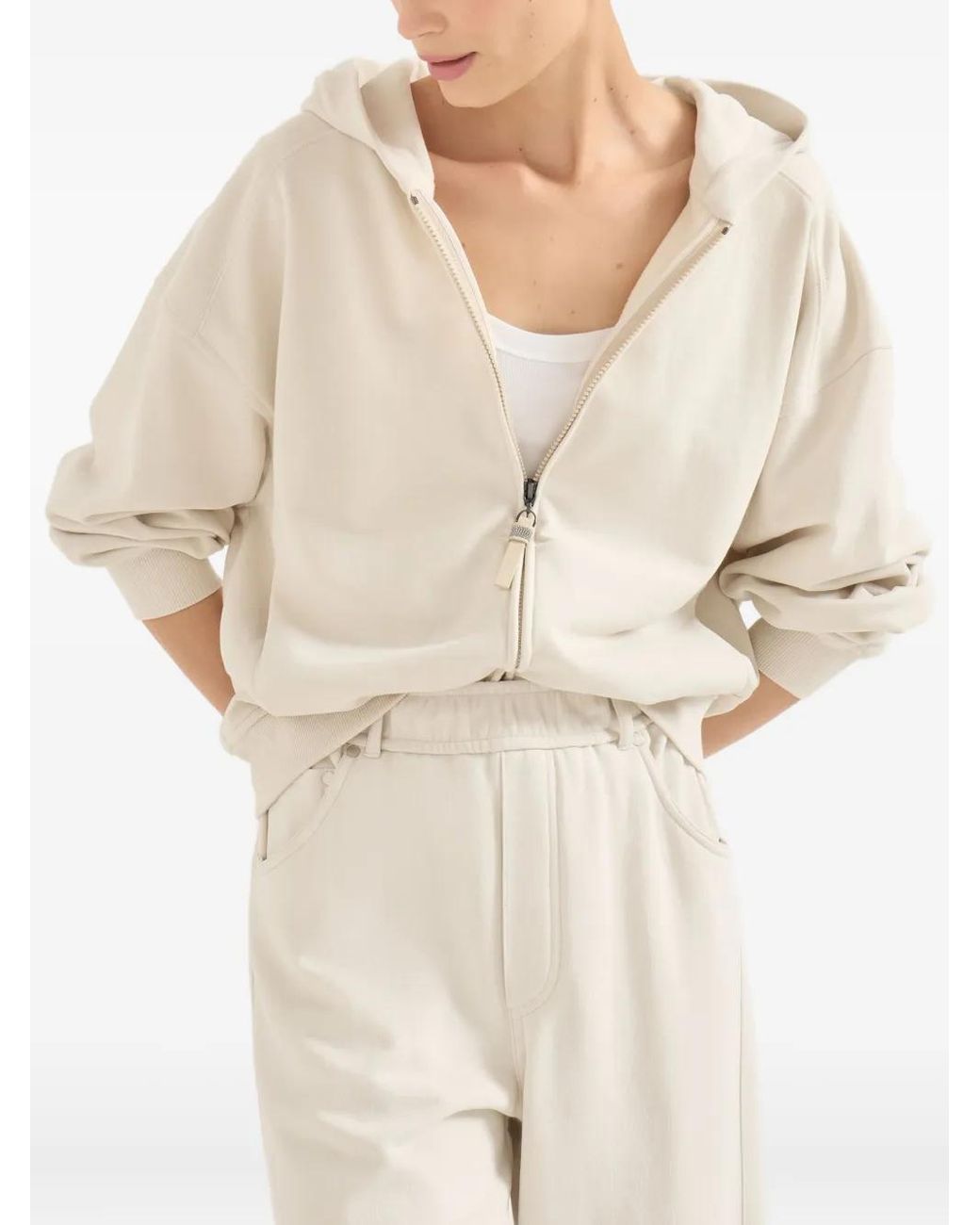 Brunello Cucinelli Natural Zipped Hoodie