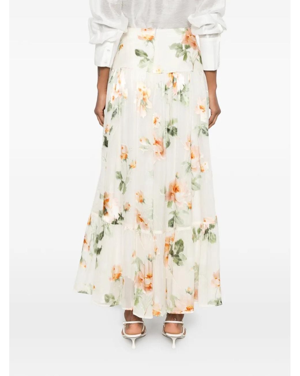 Zimmermann White Carousel Burnout Midi Skirt
