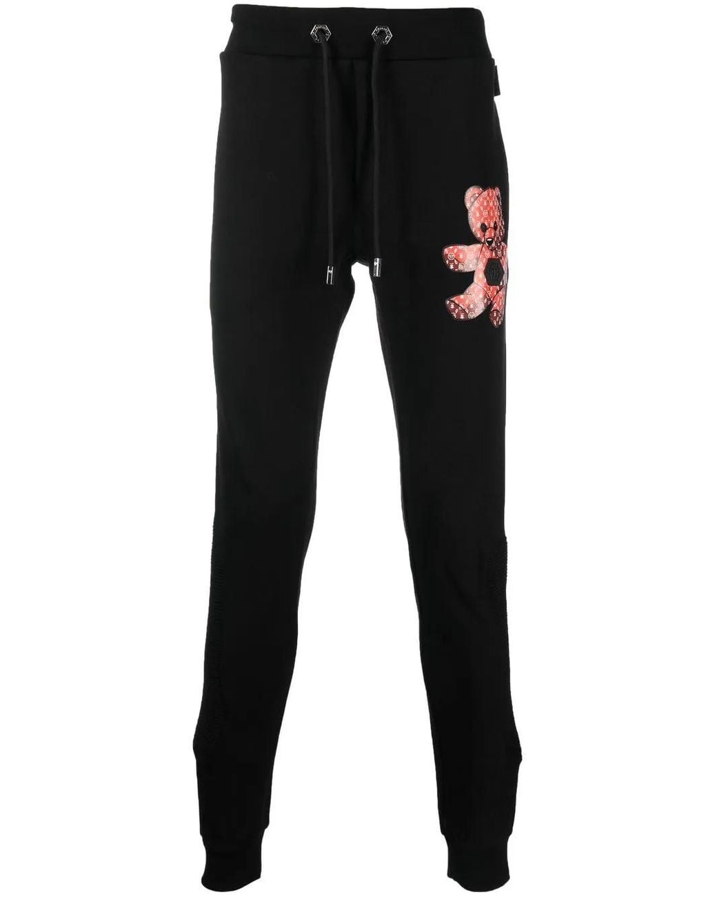 Philipp Plein Black Teddy Motif Track Pants for men