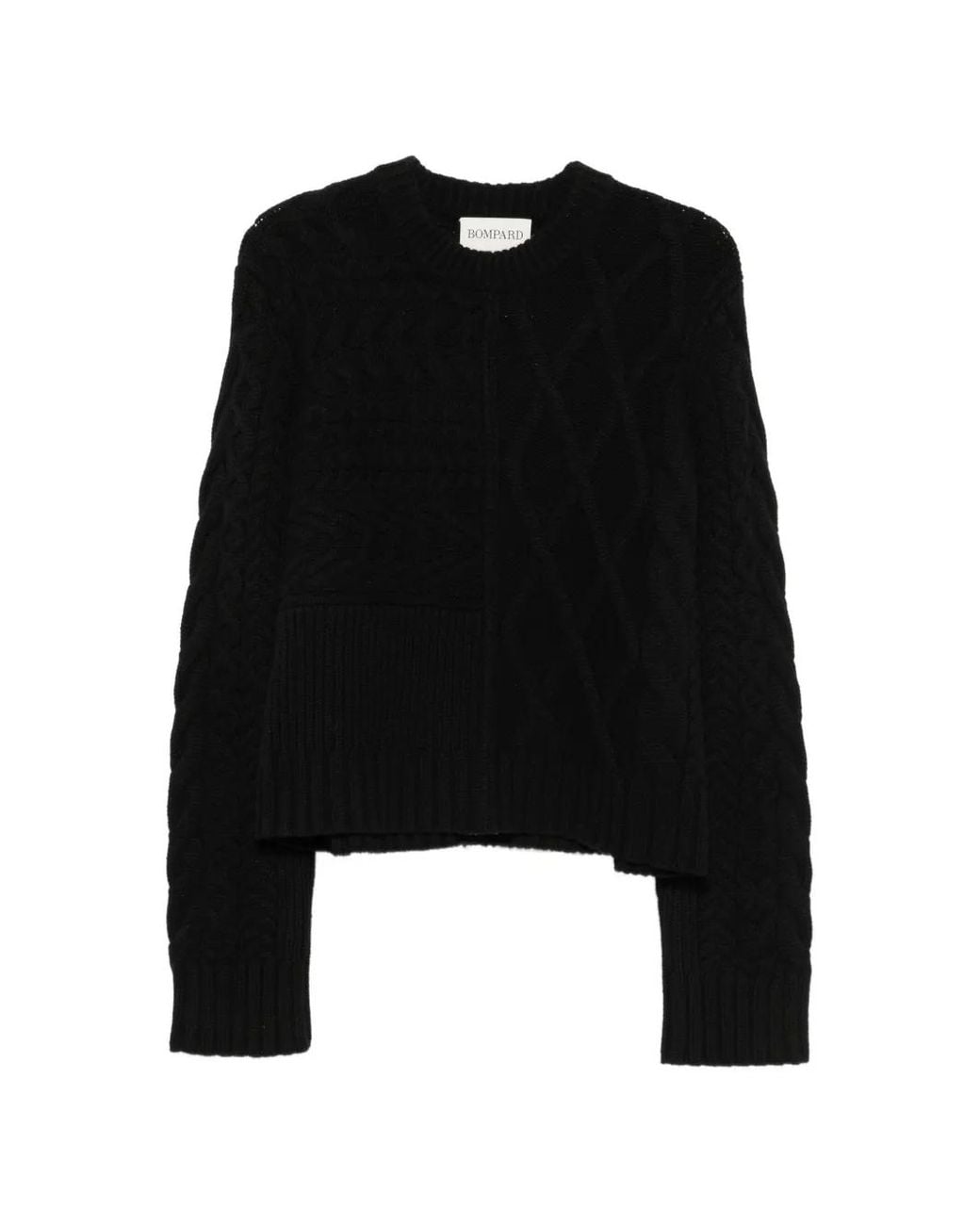 Bompard Black Pull En Maille Torsadée À Design Patchwork