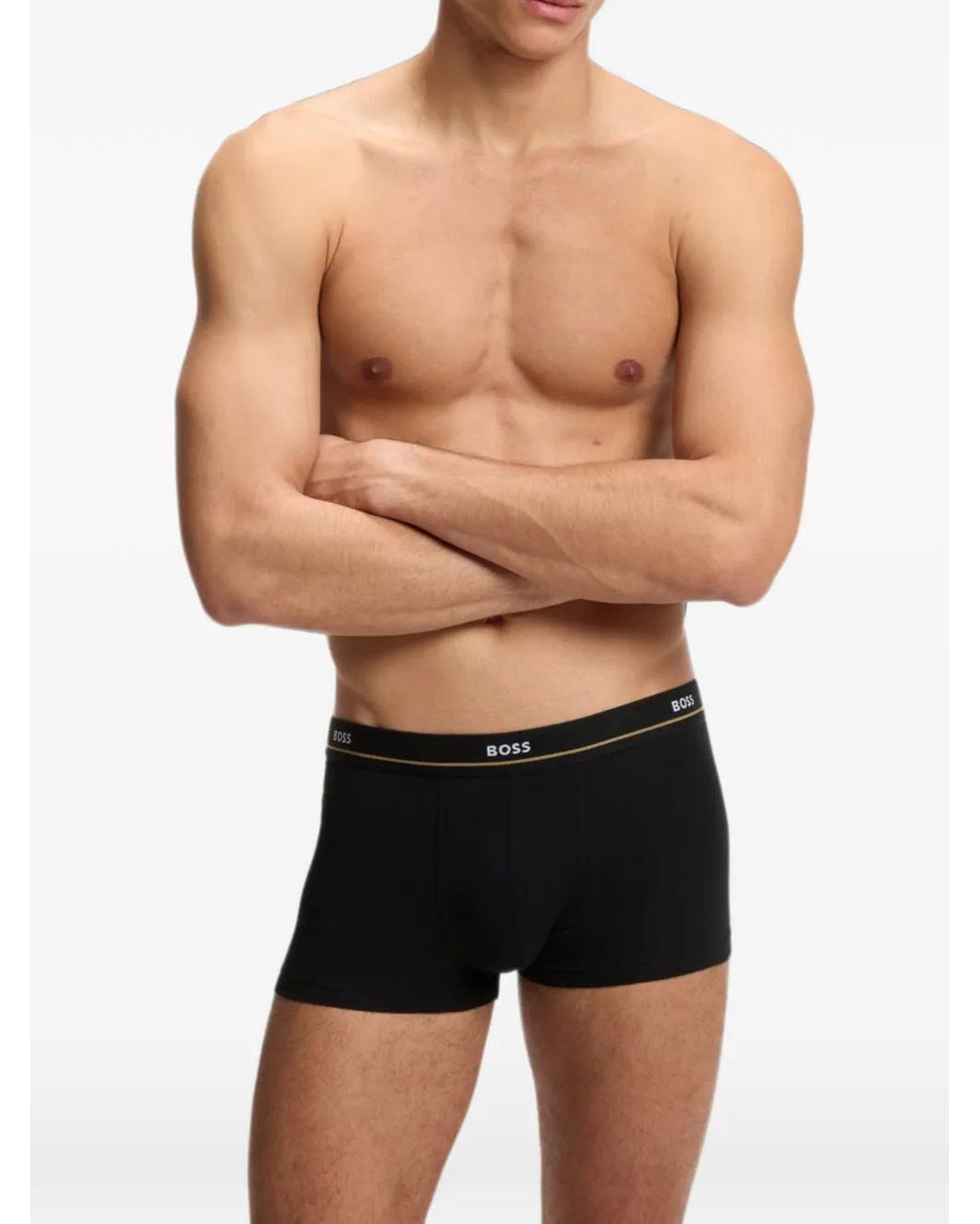 Boss Black Five-Pack Of Stretch-Cotton Trunks With Logo Waistbands for men