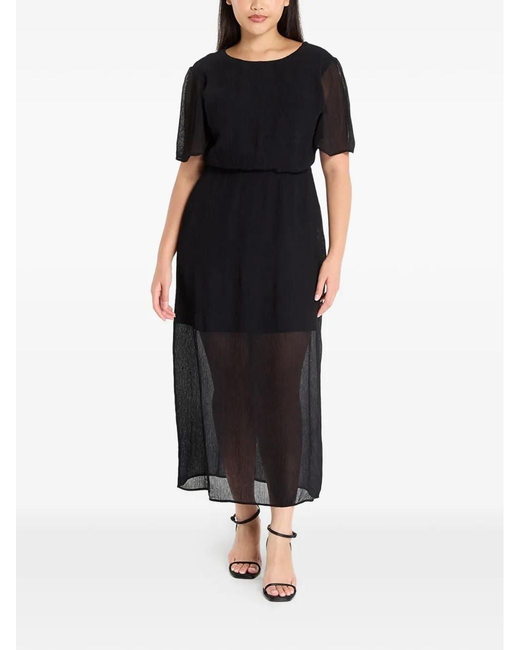 Samsøe & Samsøe Black Salucindy Short-Sleeve Midi Dress