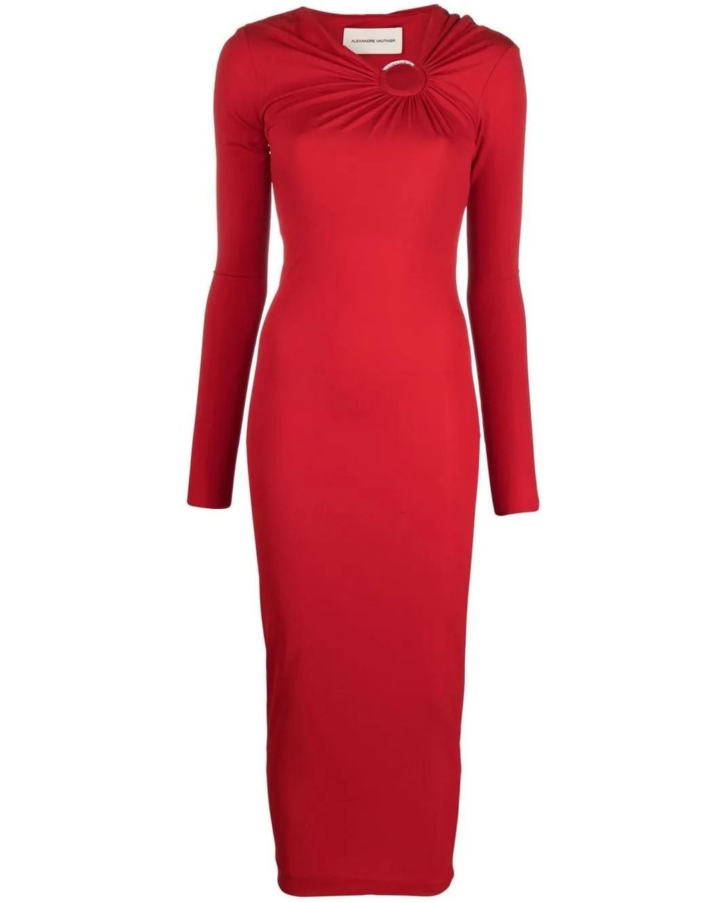 Abito Midi Con Inserti di Alexandre Vauthier in Red