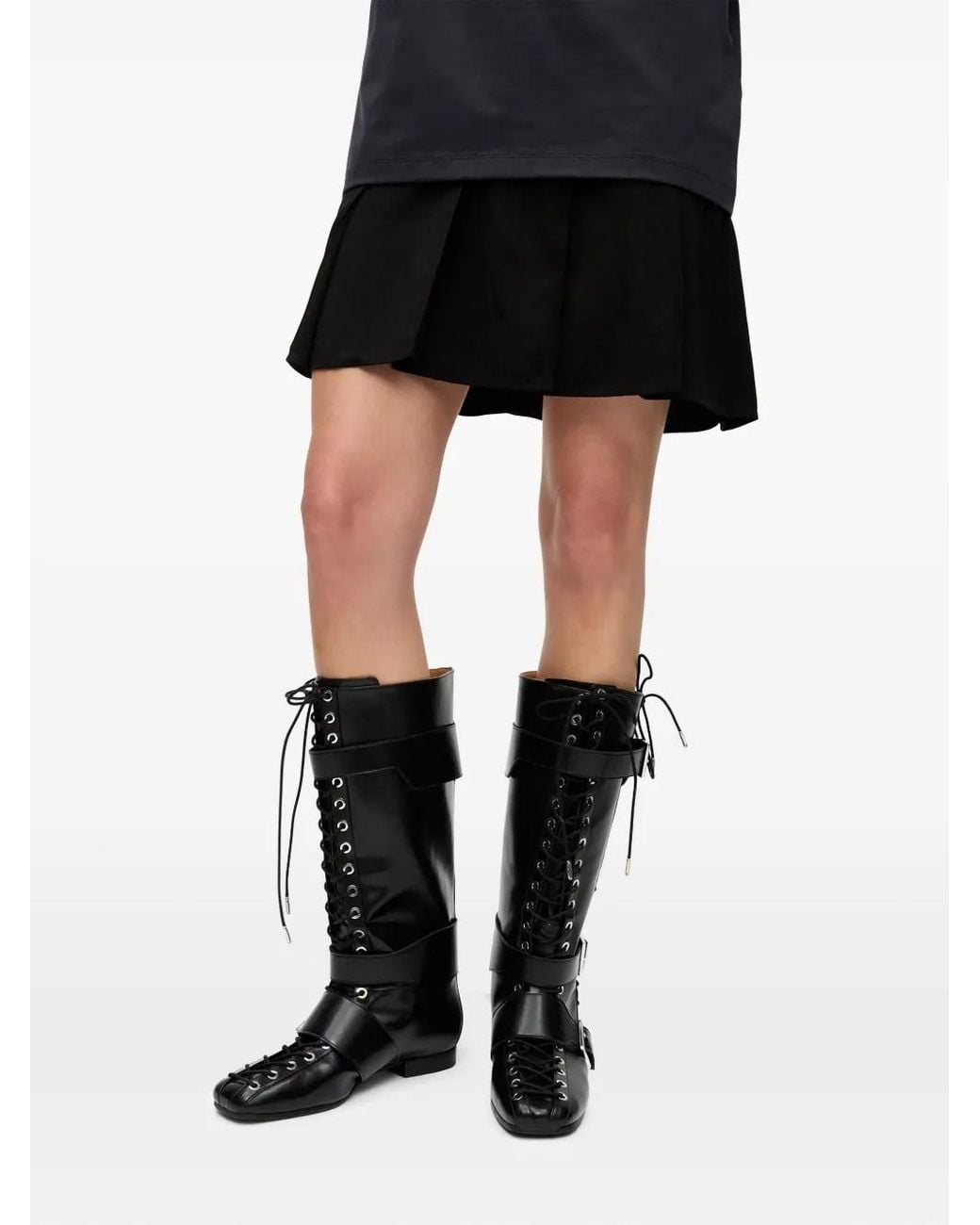 Ganni Black Lace-Up Boots