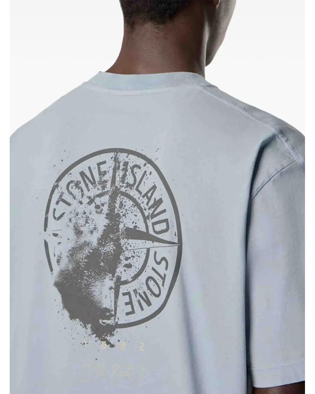 Stone Island Blue Logo T-Shirt for men