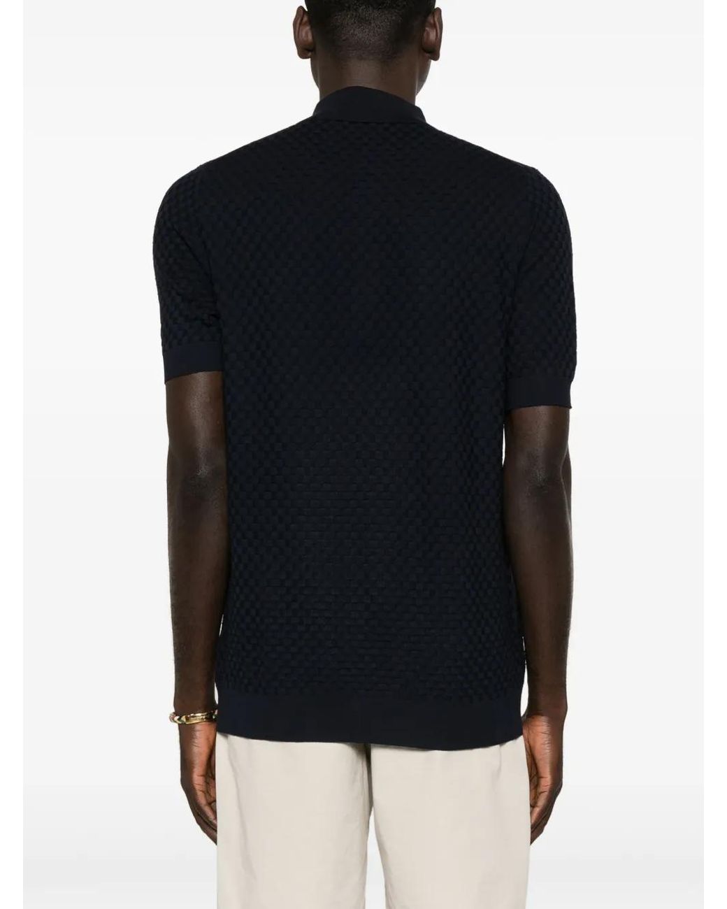 GOES BOTANICAL Black Interlock Merino Wool Polo Shirt for men