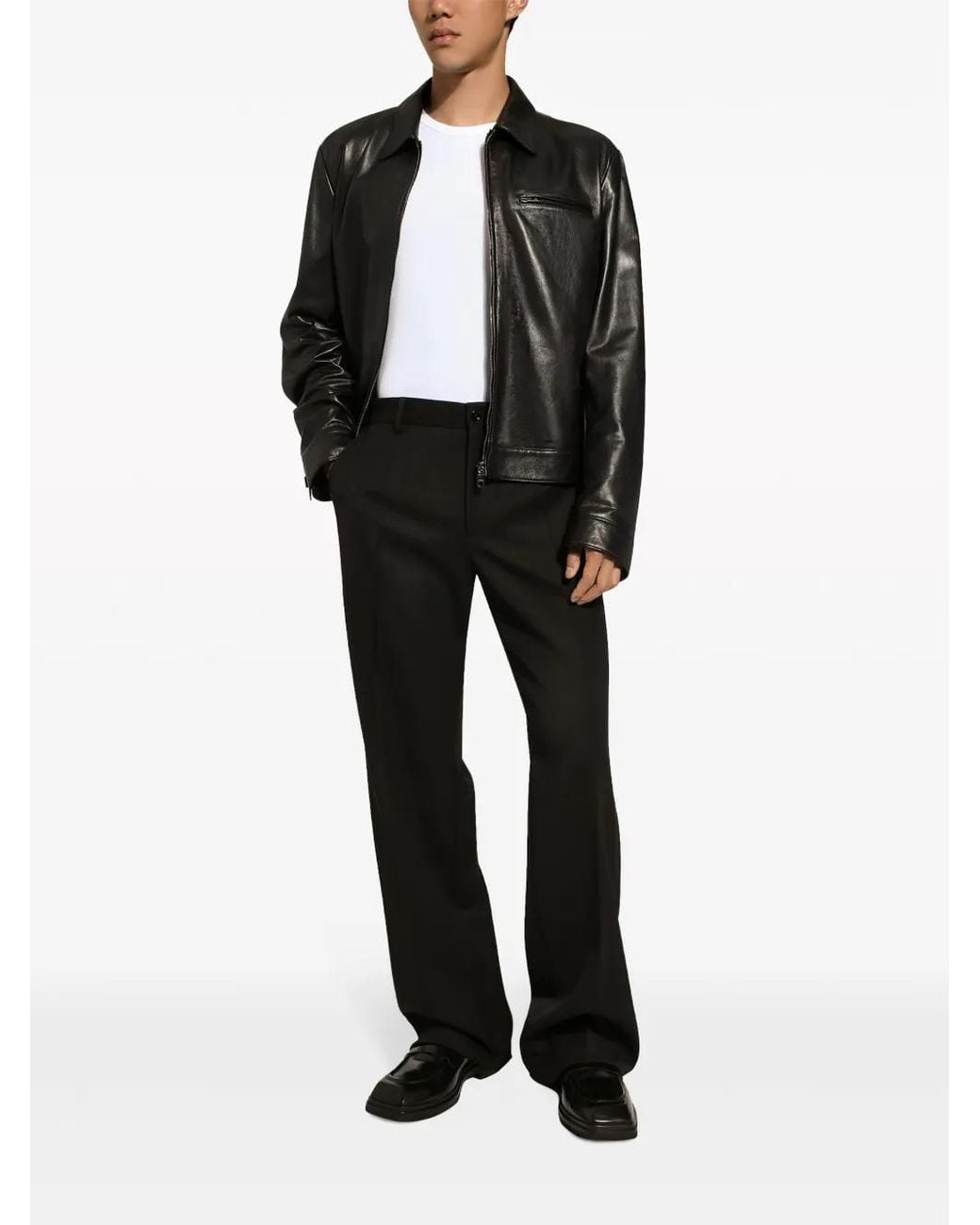 Dolce & Gabbana Black Leather Jacket for men