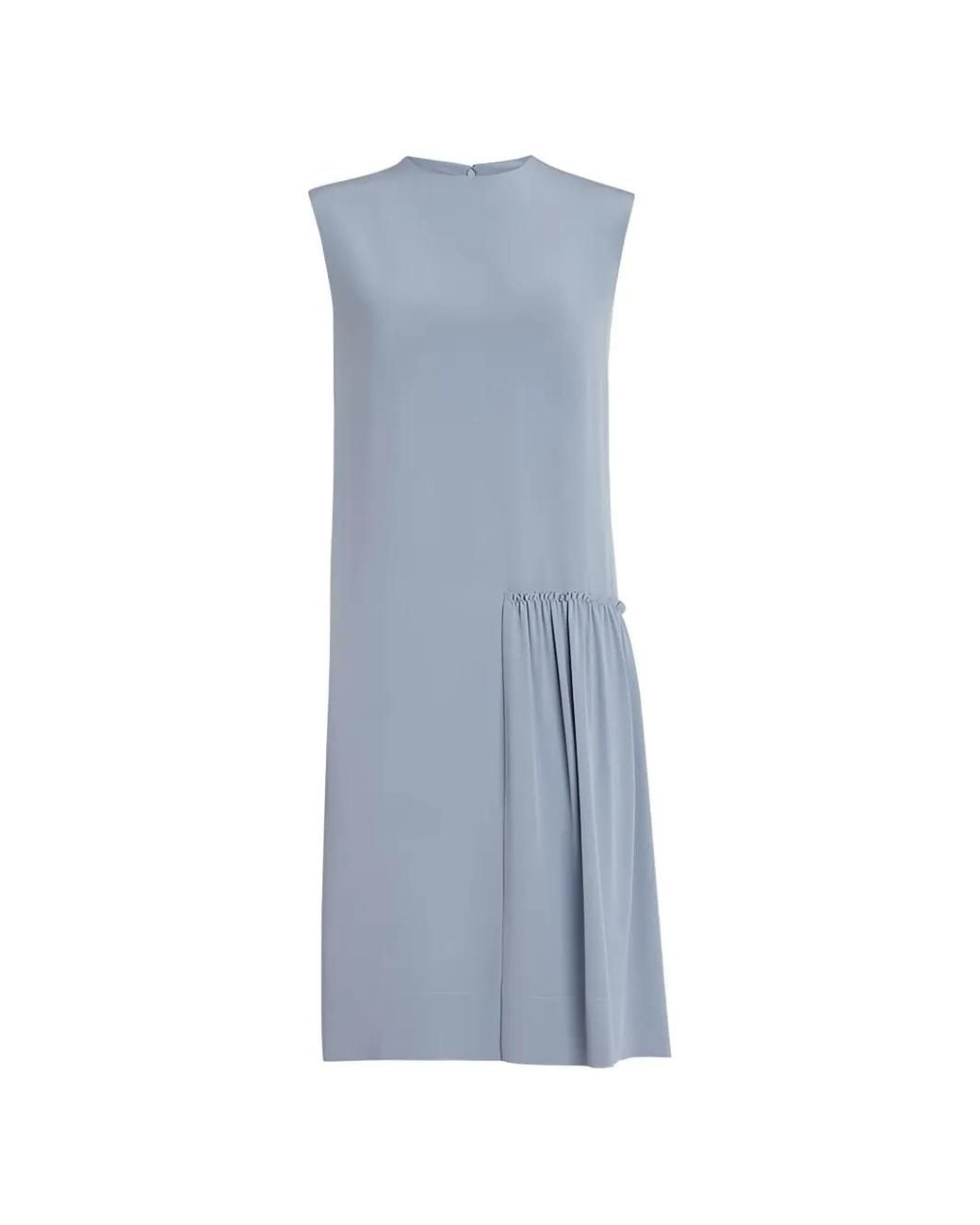 Ferragamo Blue Pleated-Detail Sleeveless Midi Dress