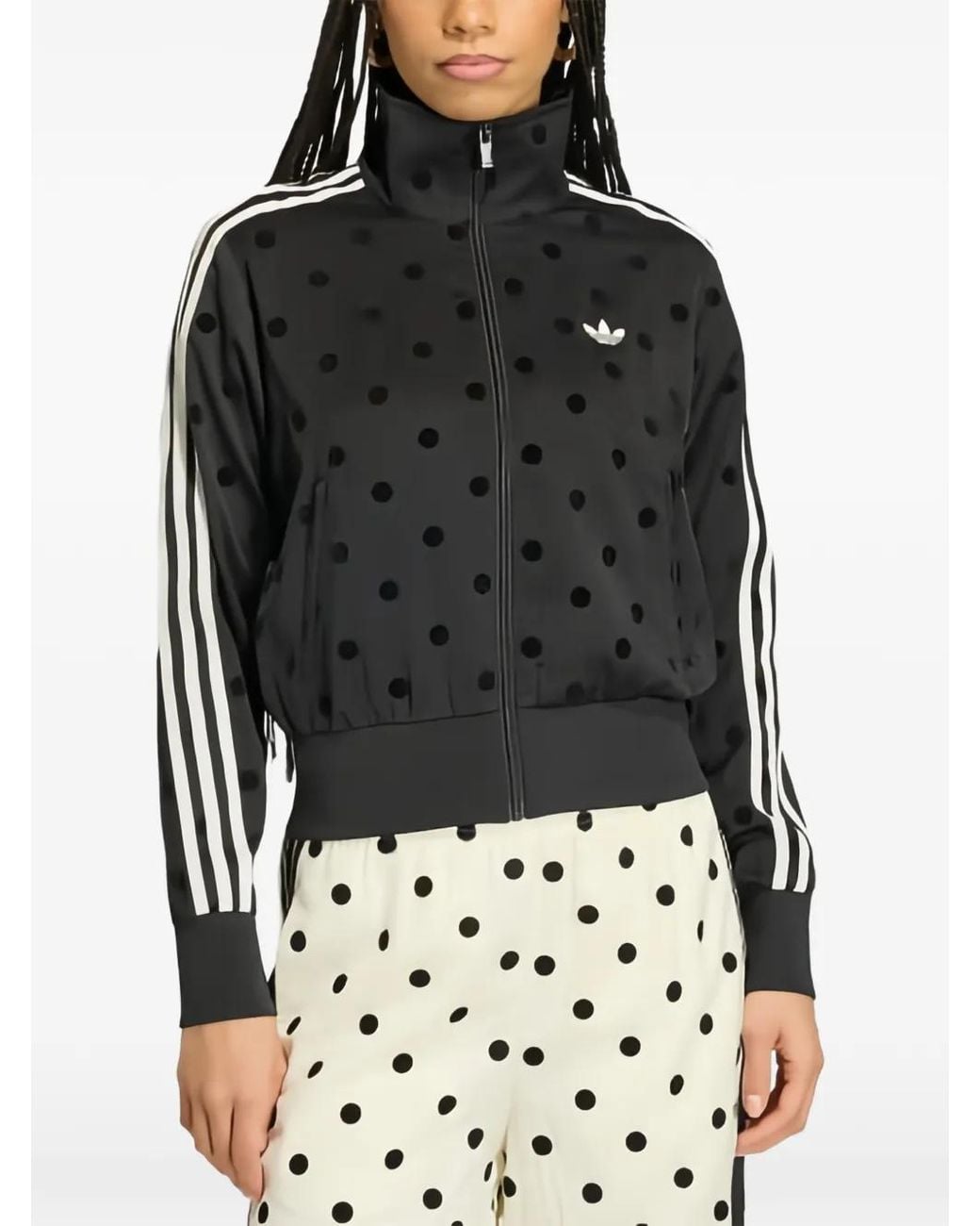 Adidas Black Satin Polka Dots Tt Track Top
