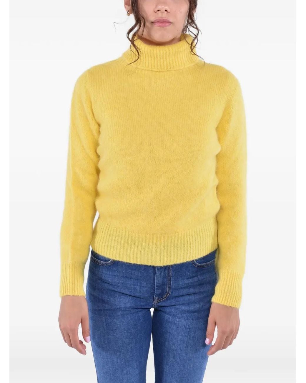 Kangra Yellow Roll-Neck Knitted Sweater