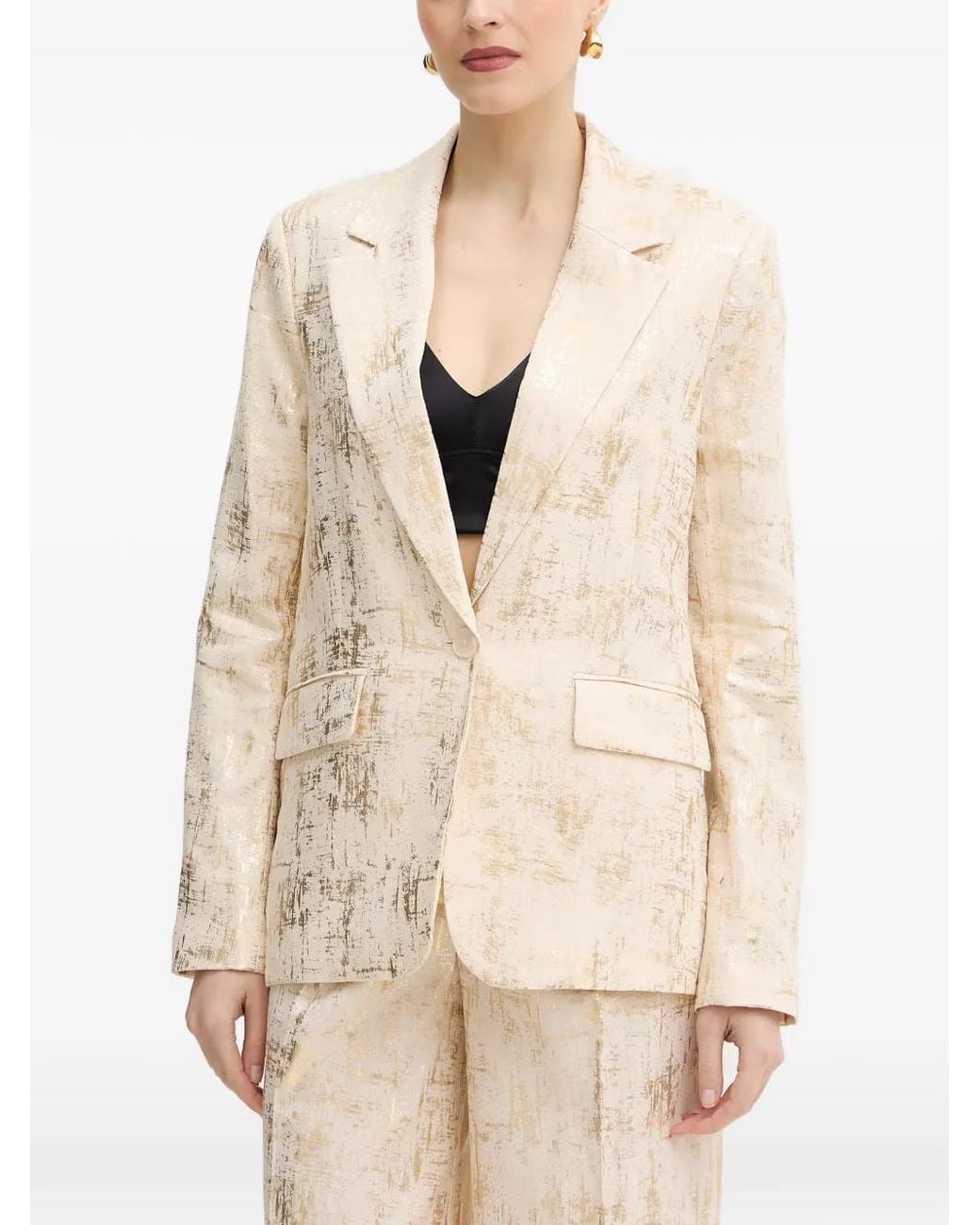 Silvian Heach Natural Blazer Khulto À Simple Boutonnage Et Effet Usé