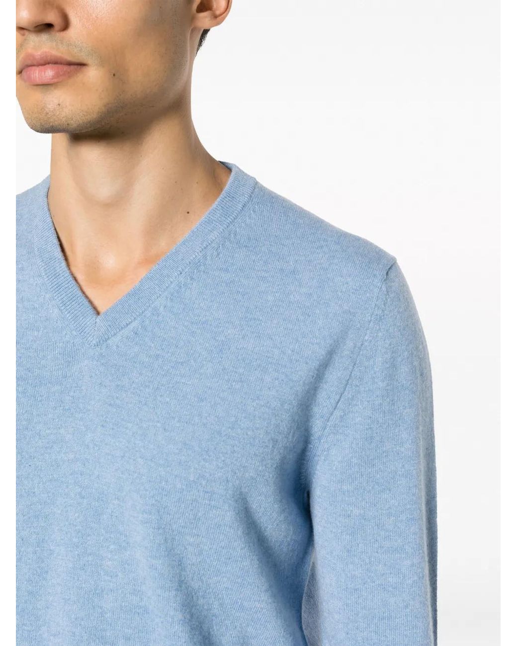 Ballantyne Blue V-Neck Cashmere Jumper for men