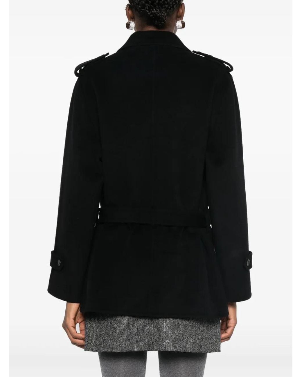 Pinko Jas Met Ceintuur En Dubbele Rij Knopen in het Black