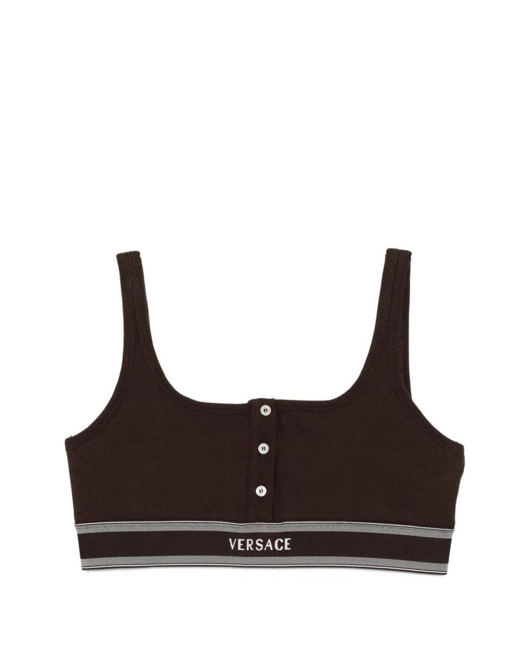 Versace Brown Brassière Côtelée En Jersey De Coton