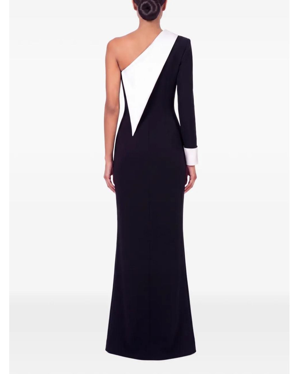 Jean Louis Sabaji Black One-Shoulder Slit-Detail Maxi Dress