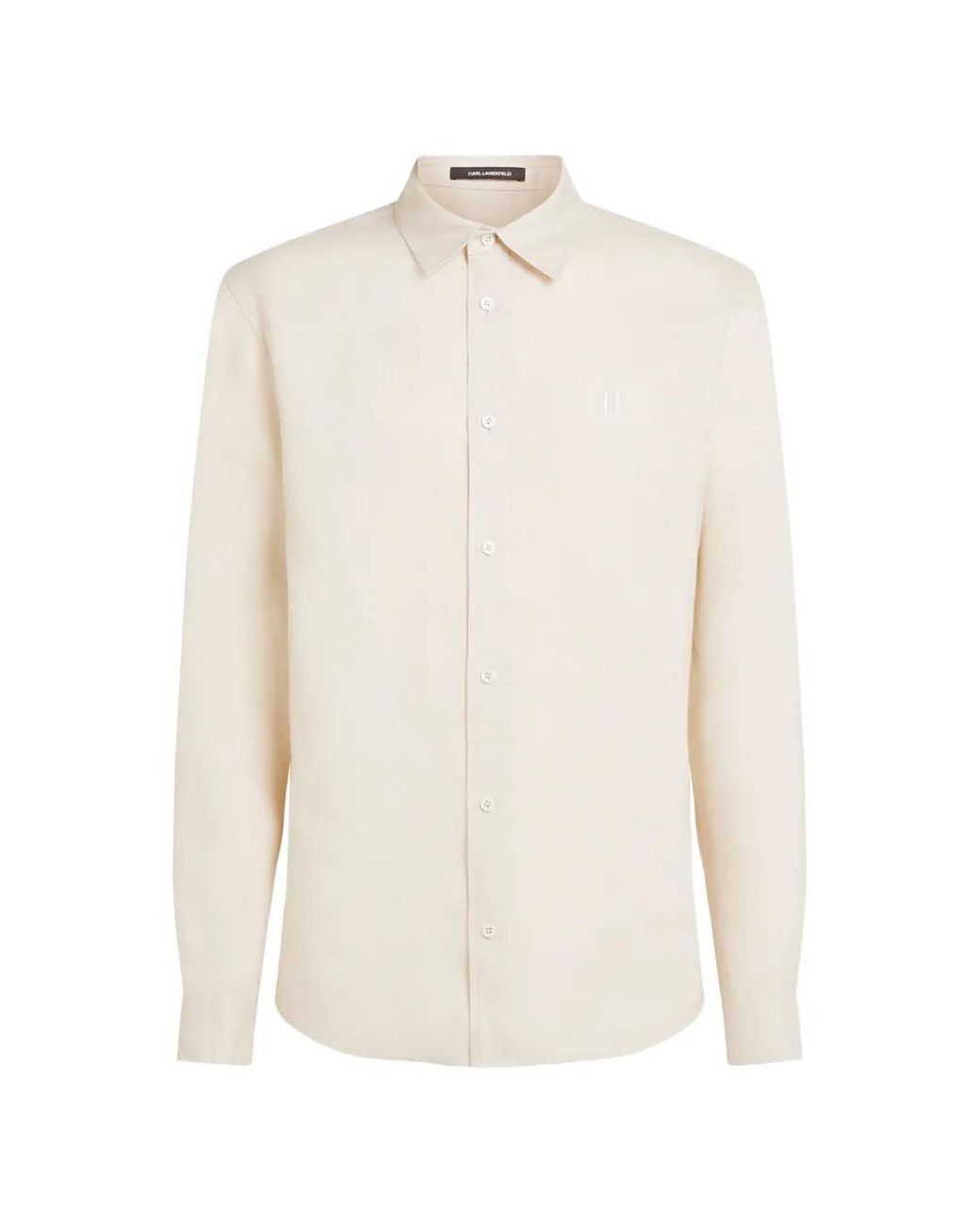 Karl Lagerfeld White Monogram Linen Shirt for men