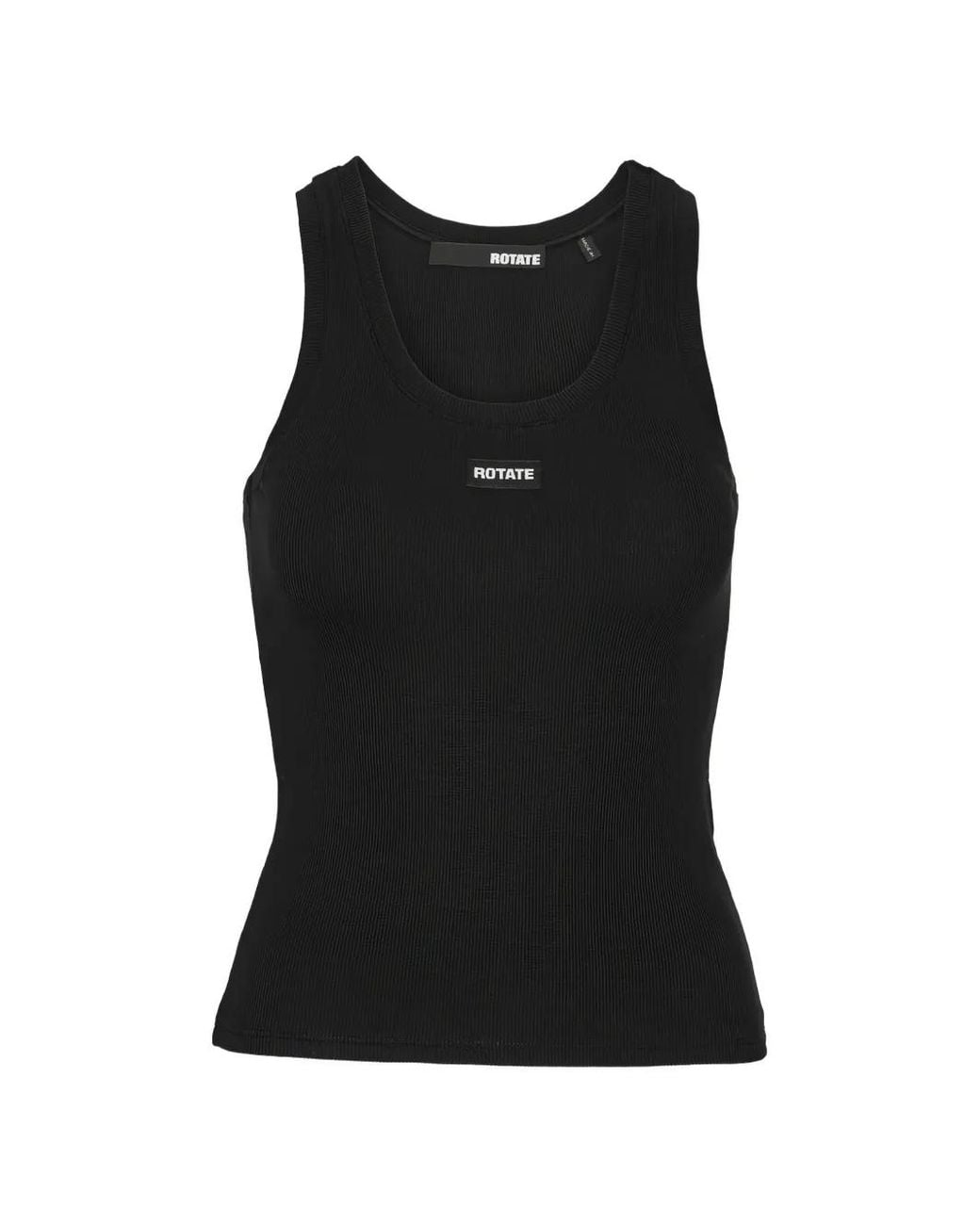 ROTATE BIRGER CHRISTENSEN Black Sleeveless Logo-Detail Top