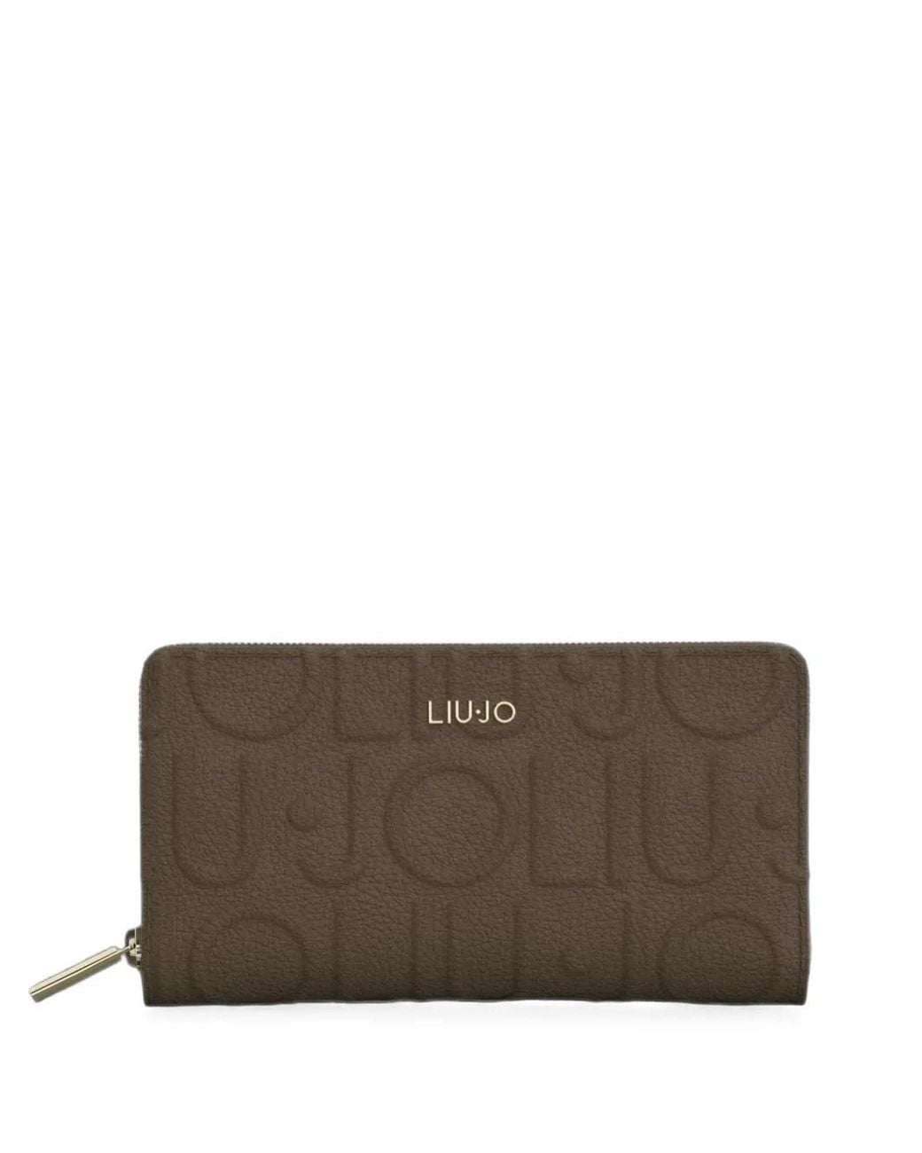 Liu Jo Brown Logo-Embossed Zip-Around Wallet