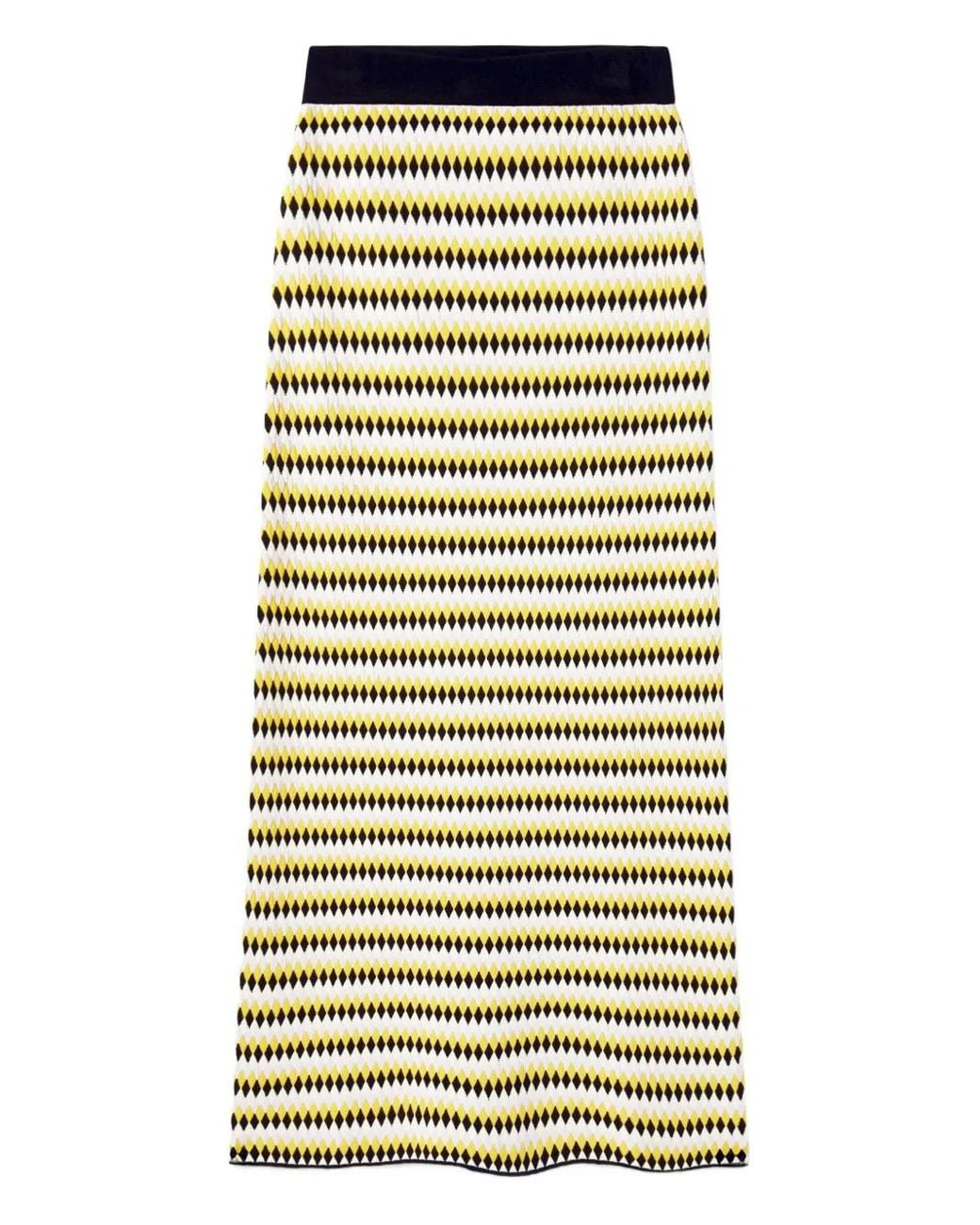 LaDoubleJ Yellow Striped Midi Skirt