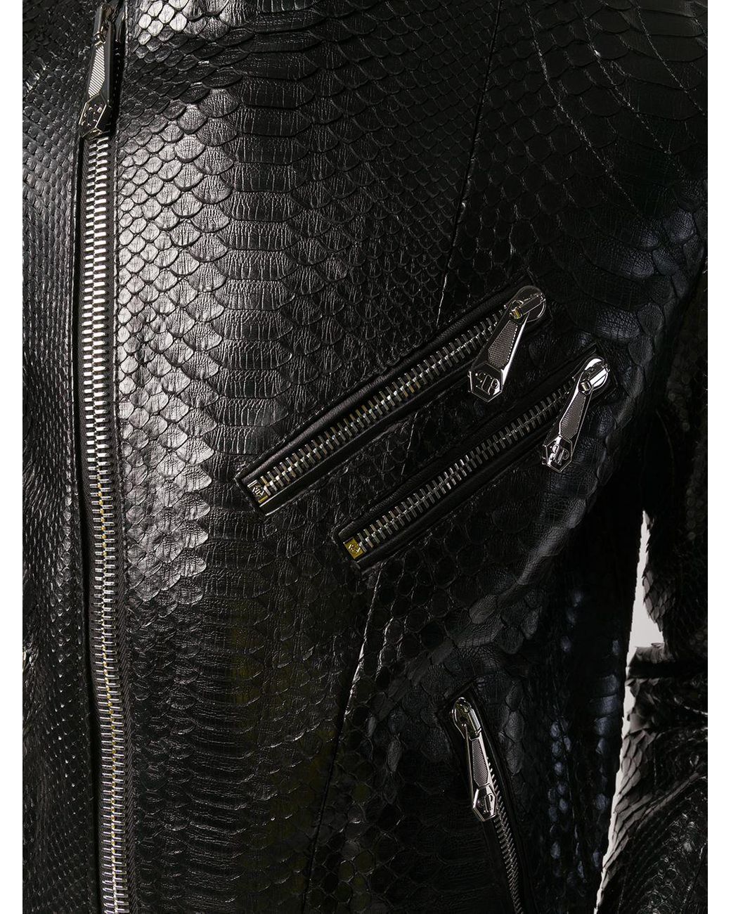 Veste de moto à effet peau de serpent Philipp Plein pour homme en coloris  Noir | Lyst