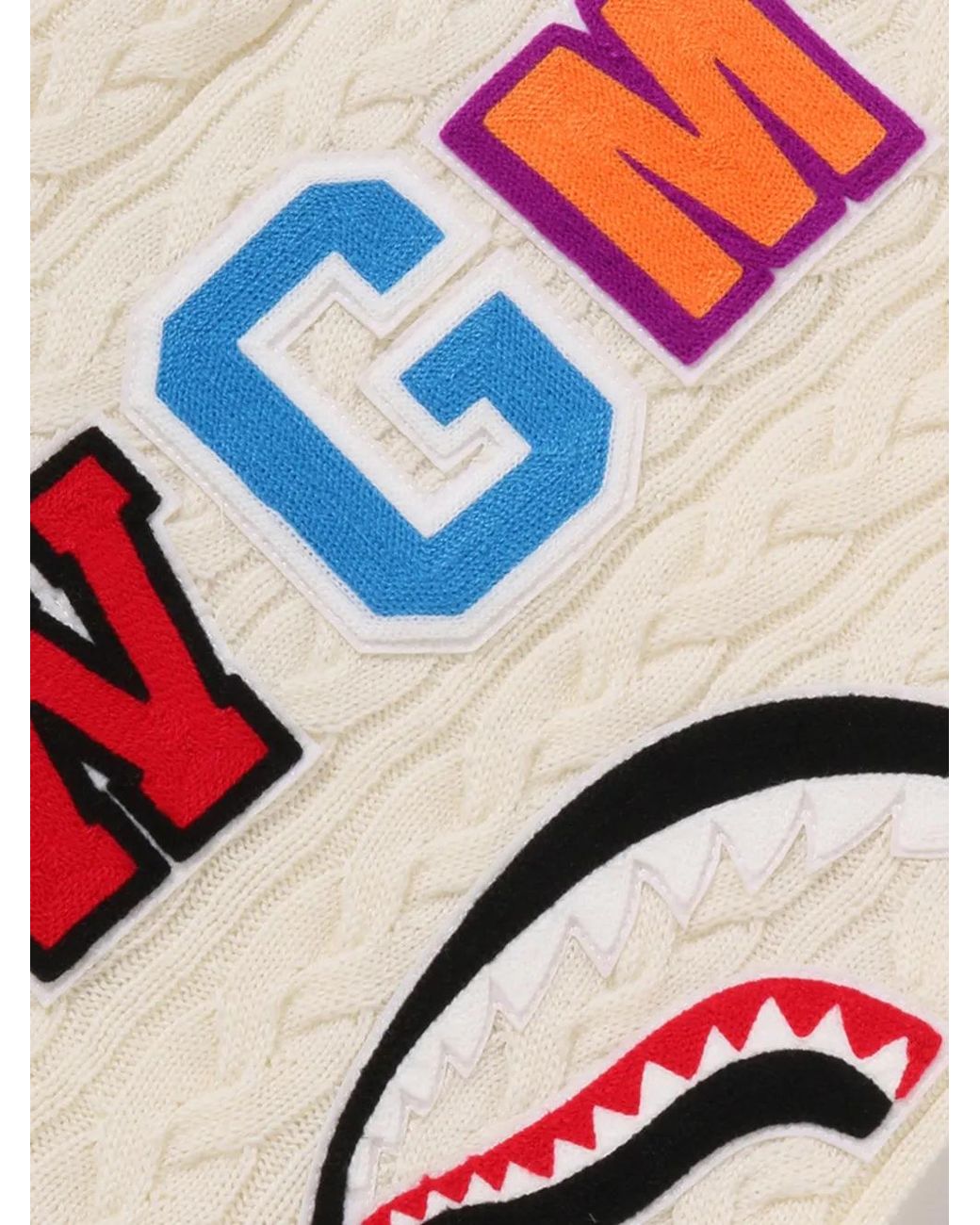 A Bathing Ape Natural Shark Cable-Knit Hoodie for men