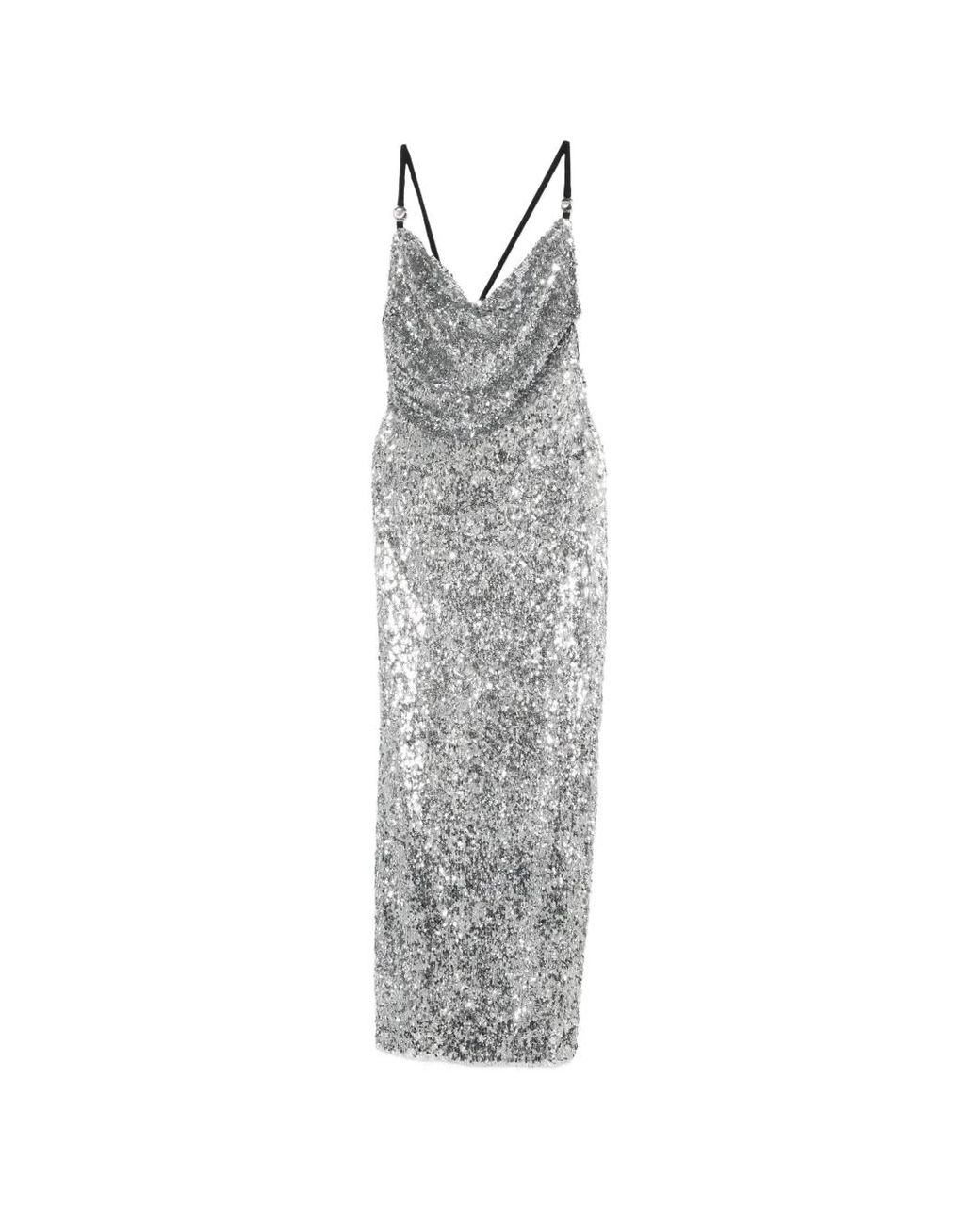 Coperni White Sequin-Embellished Maxi Dress