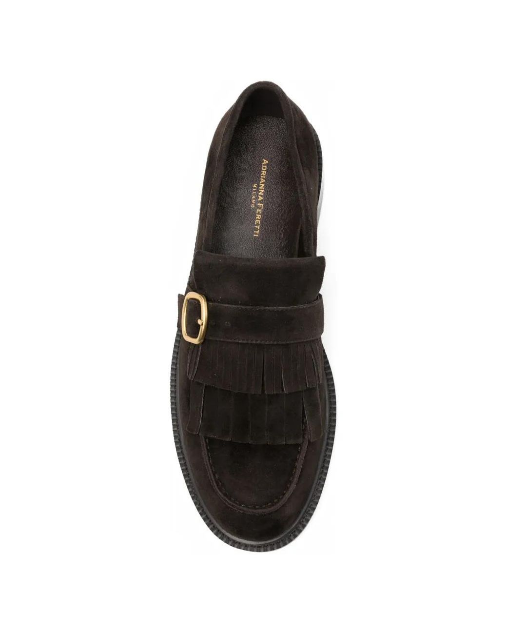 ADRIANNA FERETTI Black Fringed-Detail Suede Loafers